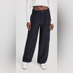 Vince Linen-Blend Wide-Leg Cargo Pants in Coastal Blue – Women’s Size 12 NWT